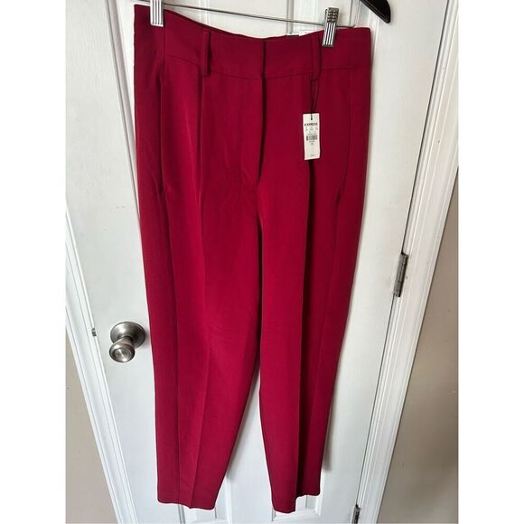 red high waisted dress pants Solid Pleated Pants Red main image 0